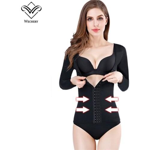 Wechery Women Posture Correct Body Shaper Flat Belly Slimming Shapewear Arm Shapers Tops Plus Size Women Sexy Shape Wear