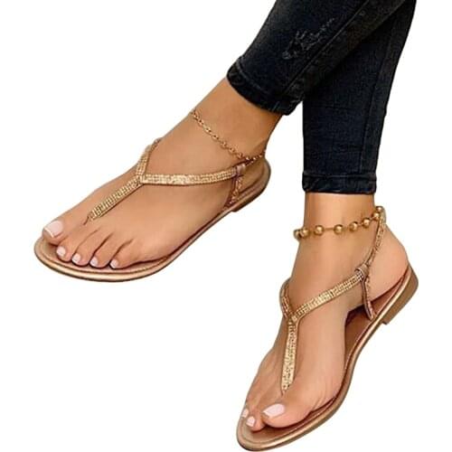 Ladies Rhinestones Casual Sandals Summer Beach Slippers For Women Sandals Flip Flops Ladies Crystal Beach Sliders Slippers Shoes