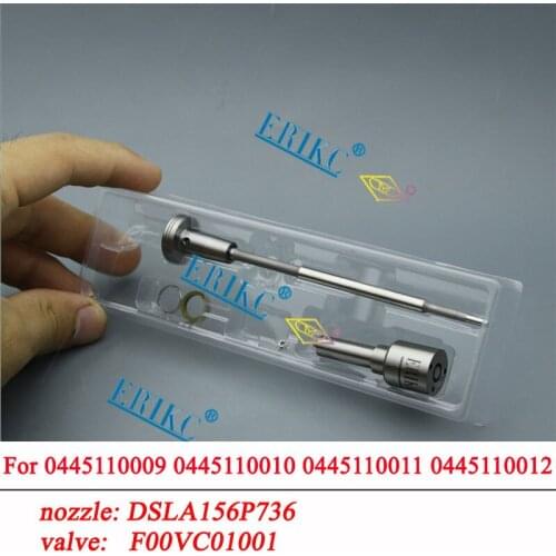 ERIKC injector spare parts nozzle DSLA156P736 (0433175163) valve F00VC01001 for Mercedes 6110700487 0445110009