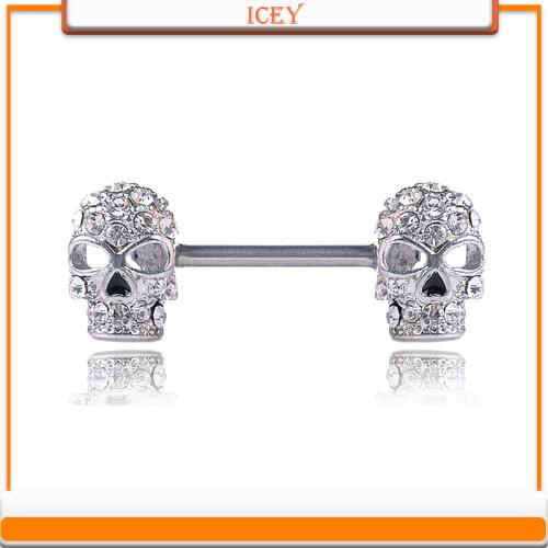 Human Body Puncture Ornaments Diamond Human Skeleton Head Milk Ring Breast Nail Nipple Ornaments