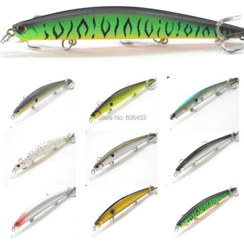 10PCS Sea Fishing Lure Floating Minnow artificial bait hook 12.7cm/13g Free shipping