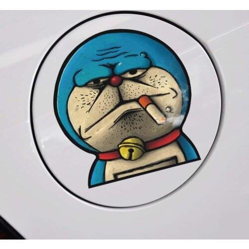 12*11CM Doraemon Smoking Funny Cartoon Colorful Car Stickers Creative Decals Fuel Tank Cap Auto Tuning Styling D15