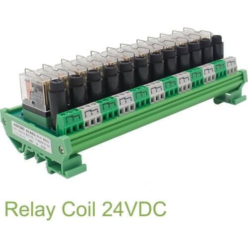 12 Channel 1 SPDT DIN Rail Mount OMRON G2R 24V DC/AC with fuse Interface Relay Module