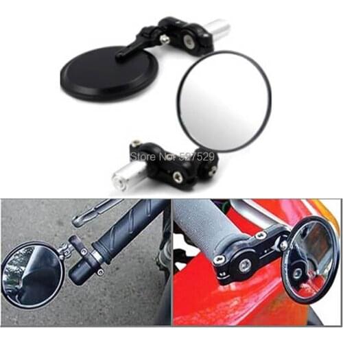 2PCS FOLDABLE Motorcycle Bar End Mirrors Round 3" Convex Mirror 7/8" For Suzuki SV650 SV 650