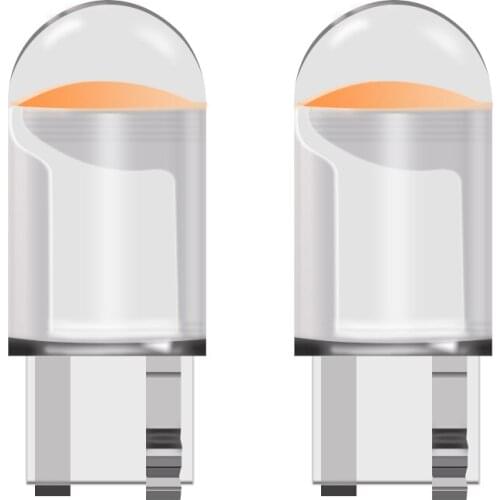 2PCS W5W 194 T10 Glass Housing Cob LED Car Bulb Wedge License Plate Lamp Dome Light Yellow 6000K White Green Blue Red