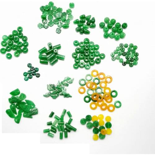 4-10mmRound four-leaf clover engraving various shapes Burmese Quartzite green spacer beads for jewelry bracelet necklace making