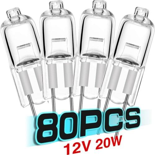 80pcs G4 20W 12V light bulbs Ampoule JC Type Crystal Celling halogen Lamp Chandelier Wall Halogen Light Bulb indoor lighting
