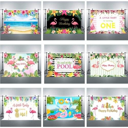 Avezano Flamingo Birthday Decor Party Backdrops Summer Beach Pineapple Photography Backgrounds Photo Studio Photocall Photozone