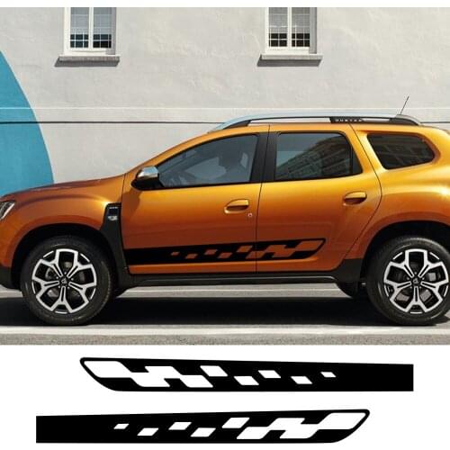 2pcs Car Styling side Stripes Sticker DIY Auto Vinyl Film Sport Graphics Decals For Renault Dacia duster Tuning Car Accessories