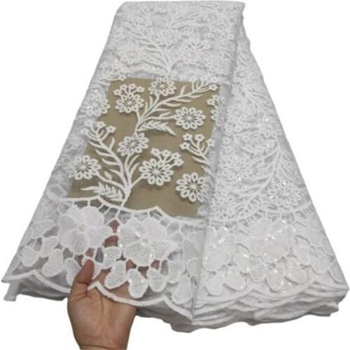 White French Tulle Lace Fabric High Quality African Lace Fabric Heavy Sequins Nigerian Mesh Laces For Wedding Sew