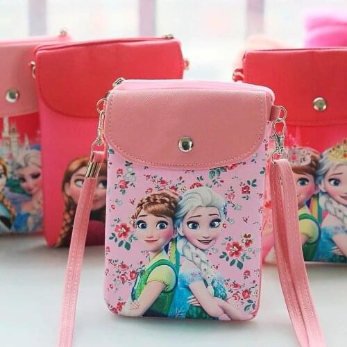 Disney Frozen Children Cartoon Satchel Elsa Anna Anime Figure PU Leather Coin Purse Girl Small Mini Kawaii Satchel Kids Gifts