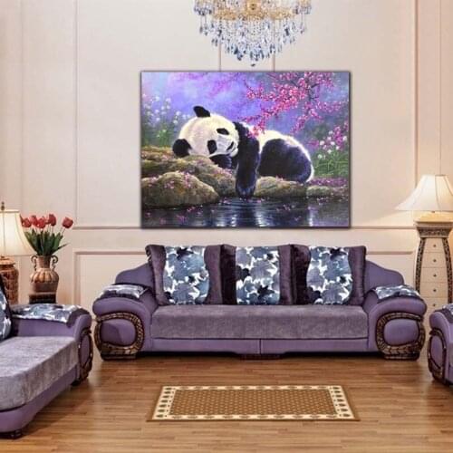 DIY colorings pictures by numbers with panda picture drawing Relief painting by numbers framed Home