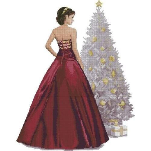 Elegance Woman Cross Stitch Kits Top Quality Embroidery Needlework Sewing 14CT Unprinted Crafts DIY Handmade Art Decor