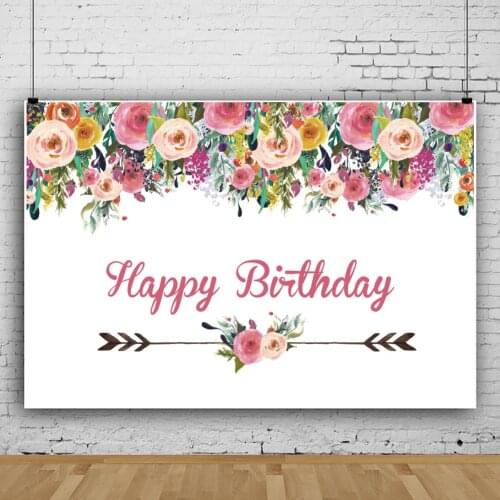 Rose Flowers Birthday Backdrop Kids Party Background Baby Shower Photo Photocall Prop Table Banner Decoration Wallpaper