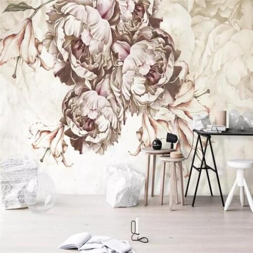 Hand-painted rose flower flowers background wall professional production wallpaper murals custom poster photo wall