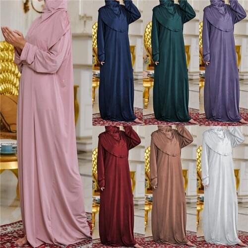 Abaya Dubai Solid color Hijab, two-piece American Clothing Caftan Corset Dress Hijab abayas for women Muslim Fashion