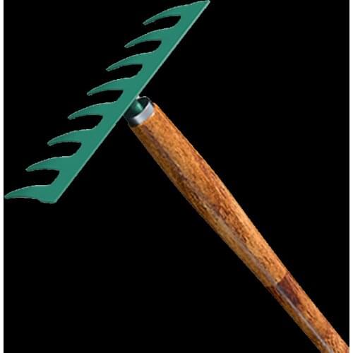 Gardening Tools 8 Tooth Rake Wooden Handle 43cm Long Planting Digging Manual Hand Tools 45 Carbon Steel Agricultural Farm Tools