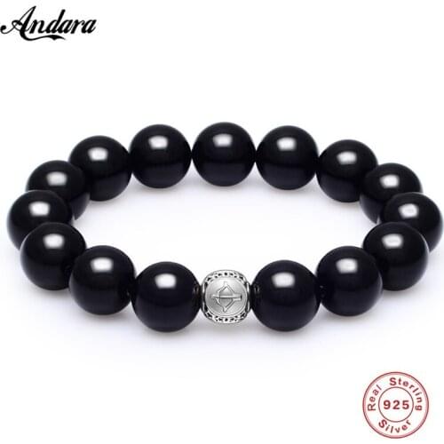 Classic Natural Stone Sagittarius Bracelets & Bangles 14mm Beaded Strand Bracelet Men Ethnic Jewelry