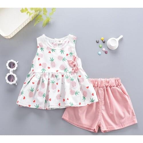 Girls clothes sets summer children birthday party fashion cotton tops+shorts 2pcs tracksuits for baby girls kids sports suits