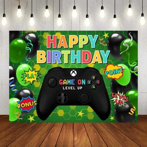 Hot Video Electronic Game Backdrops Vinyl Cloth Photography Background Kids Game On Theme Birthday Party Decorations Supplies