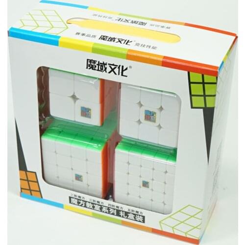 Mofangjiaoshi 4pcs/Set 2x2 3x3 4x4 5x5 Magic Cube Speed Puzzle Gift Box Stickerless MF2 MF3 MF4 MF5 Cube Bundle Educational Toy
