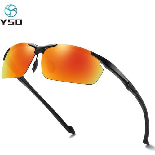 YSO Aluminium Polarized Driving Sunglasses For Men UV400 Protection Glasses Tac Orange Lenses Men New Brand Sunglasses 8016