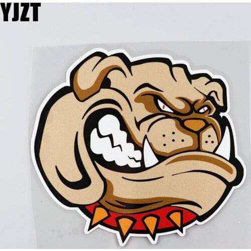 YJZT 14.2CMX13.1CM Fierce Bulldog Teeth Decal Car Sticker 13B-0109