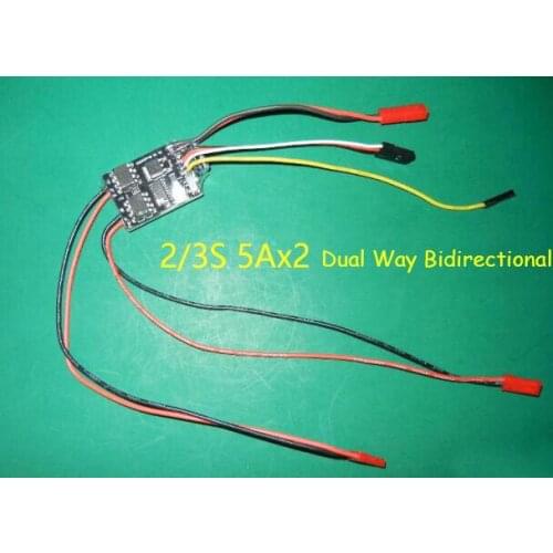 2S-3S Lipo 5Ax2 Regulator Forward/Backward Brushed ESC Speed Control for 1/16 RC Model Tank/Tracked Vehicle/4WD Smart Car Mod