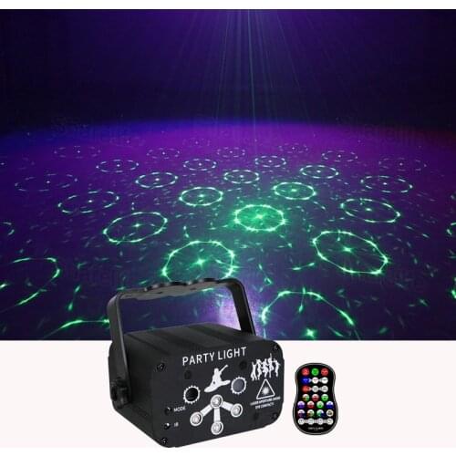Sharelife 6 Lens Mini RG Laser Pattern Mixed Purple UV LED Background Lights Remote DJ Gig Party Home Show KTV Stage Lighting