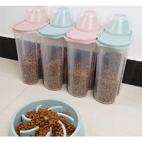 Dogs Bowl Dog Food Box Cat Feeder Bucket Pet Feed Container Food Storage Barrel Measuring Cup Large Capacity Rice Sealed Barrel