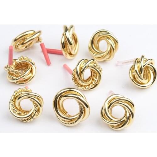 Zinc Alloy Golden Round Circle Combination Base Earring Connector 6pcs/lot For DIY Fashion Earring Accessories