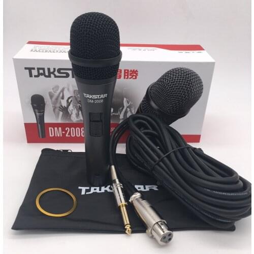 Takstar DM-2008 handheld wired dynamic karaoke microphone with cable for on-stage performance,karaoke,outdoor activities