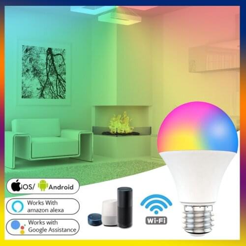 E27 B22 Smart Bulb 15W WiFi LED Light Lamp Color Changing RGB + CCT Dimmable Timer Function Work With Alexa Google Home