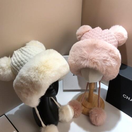 Women Winter Snow Cap Thickening Plus Velvet Earmuffs Cycling Windproof Hat Skiing Earmuffs Fleece Hat Outdoor Sport Cap