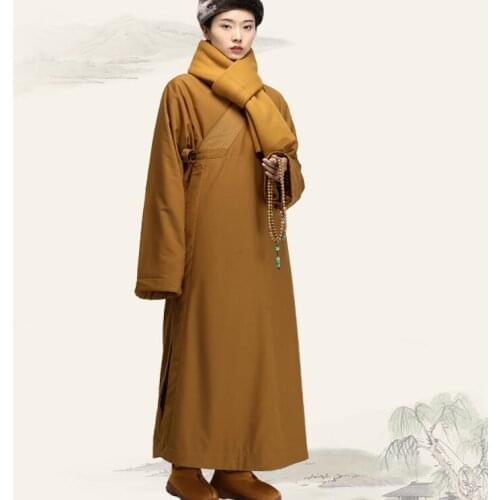 Winter clothing Zen monks Buddhist Robes Shaolin Long Cotton Velvet Men