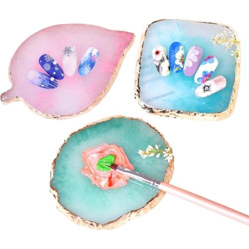 1Pc Natural Resin Paint Palette Holder Drawing Nail Art Color Palette For Nail Color Mixing Display Nail Art Tools
