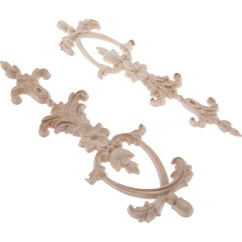 1pc Upright Unpainted Woodcarving Decal 25/27cm Corner Strip Applique Frame Home Furniture Wall Cabinet Door Decor Miniature