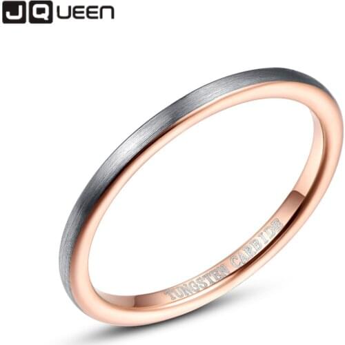 2mm Width Surface Brushed Inner Ring Rose Gold Tungsten Steel Ring Promise Anel Masculino Tungsten Carbide Ring