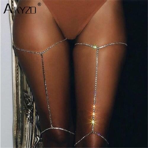 2020 Sparkly Crystal Leg Chain Bikini Beach Harness Sexy Body Thigh Chains Legs Jewelry for Women Club Bar Necklace Accessories