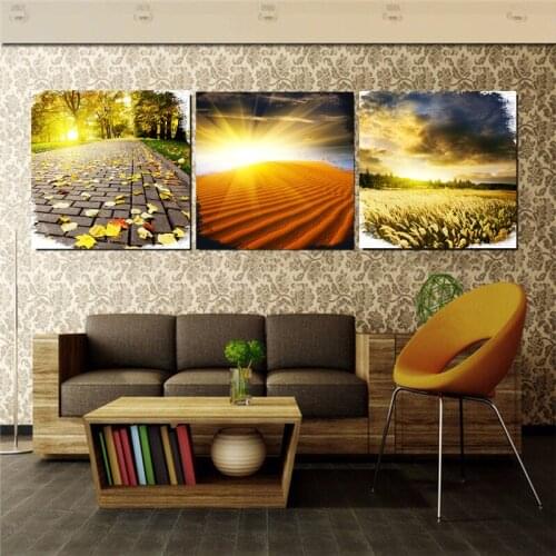 3 PCS Landscape Desert Sunrise Wall Pictures Large Painting On Canvas Beautiful Country for Living Room Home Decor No Frame