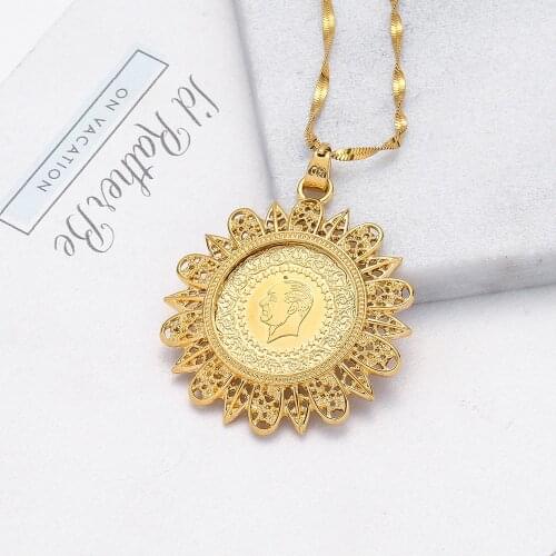 Colorless Islamic Wood Muslim Fashion Flower Shaped Lady Crystal Pendant Necklace Middle East Africa Luxury Gold Jewelry Pendant