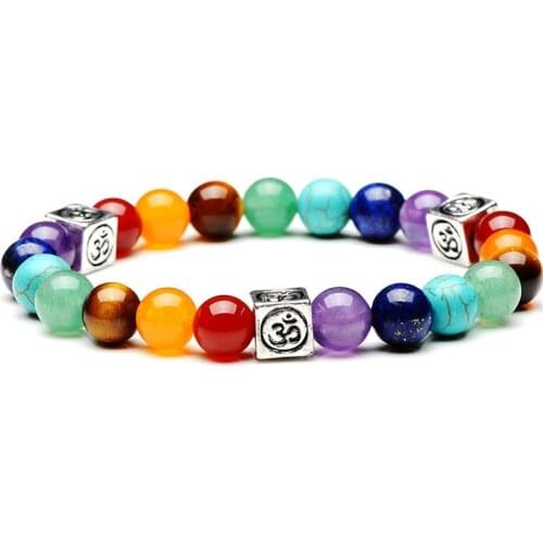 DIEZI Yoga Jewelry Multicolor Beads Stones 7 Chakra Bracelets Yoga Charm Strand Bracelet Men Women Jewelry Bracelets & Bangles