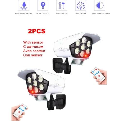 2pcs remote solar fake monitor dummy camera light garden outdoors fairy decoration solaire lampara panel exterior spotlight yard