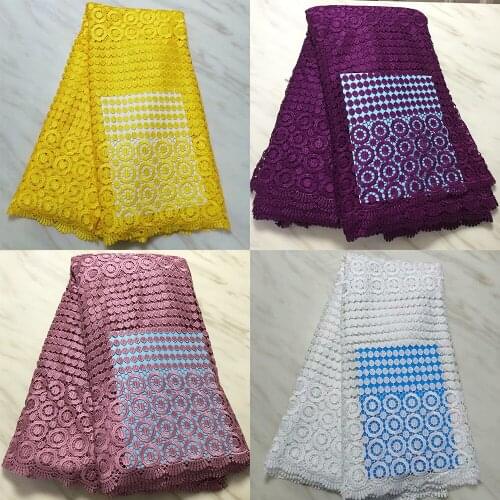 Graceful Africa Swiss Voile Lace Symmetrical Patterns Mesh Fabrics Soft Hollow-Out French Net 5Yard Cloth Dress For Women 1612C8