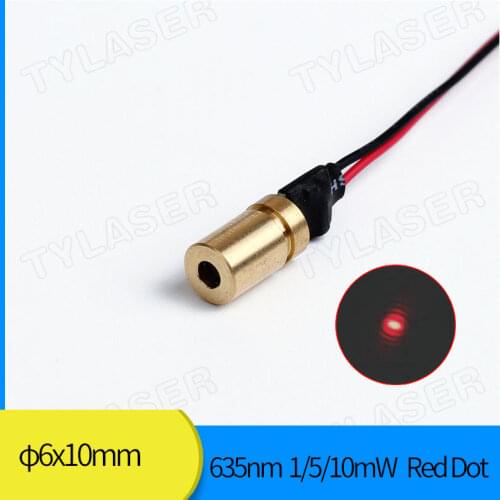 6mm 635nm 1mW 5mW 10mW Red Dot Laser Module Industrial Grade APC Driver
