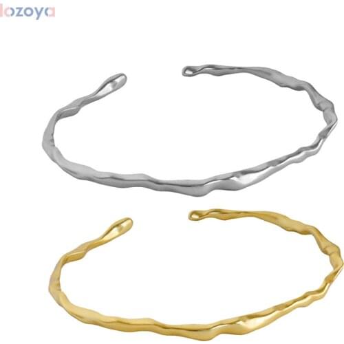 LOZOYA 925 Sterling Silver Gold Party Line Twist Chain Bangle Slime Women Jewelry Gift Wedding Jewelry 2021 Fashion