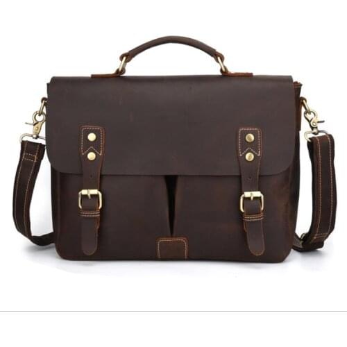 Male Female Crossbody Computer Bag Men Formal Business Briefcase Shoulder Bag Leather Casual Messenger Bag Genuine Leather