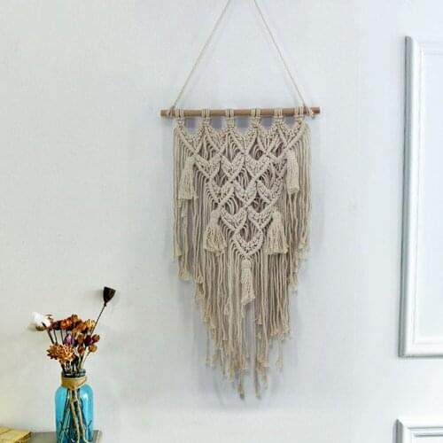 Room Decoration Hanging Ornament Nordic Bohemia Wall Art Cotton Tapestry Tassel Hollow Woven Wall Boho Home Ornament