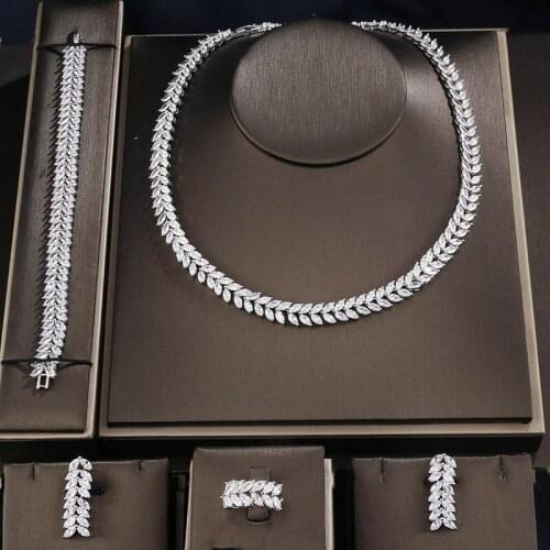 Necklace Earring Ring Bracelet Set Korean Version Of The Simple Willow Type Chain Wedding Bridal Party Jewelry Set Dress Up