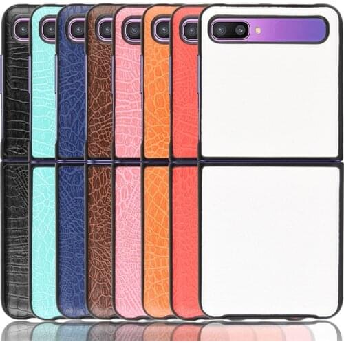Fashion color crocodile for Samsung Galaxy Z Flip Cover Anti-knock luxury leather plain weave Cases for f7000 2021